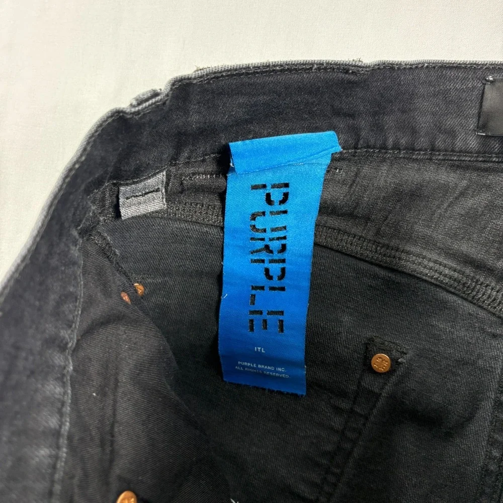 Purple Brand Jeans Mens 34x32 Black P001 Skinny Denim Button Fly - Picture 7 of 15